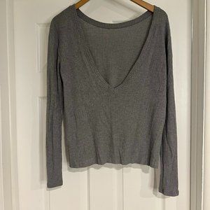 Joah Brown W Deep V Reversible Long Sleeve- One Size- Grey